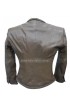 Women Body Fitted Stylish Motorcycle Grey Leather Jacket 